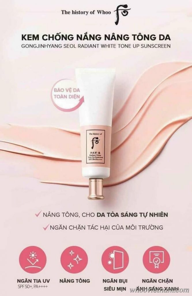 Kem Chống Nắng Whoo Radiant Whitening Tone Up Sunscreen