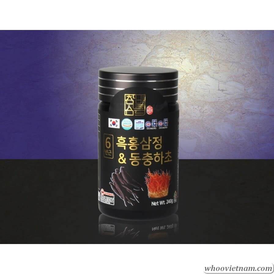 Cao Hắc Sâm Đông Trùng Hạ Thảo Black Ginseng Silkworm Mushroom - Chambarunsam 2 Lọ