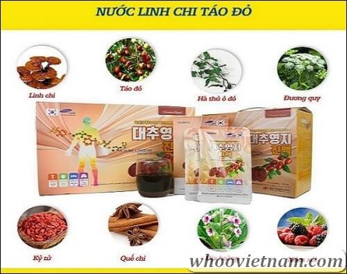 Nước Linh Chi Táo Đỏ Daedong Jujube Linhzhi Premium Liquid (80ml x 15 gói)